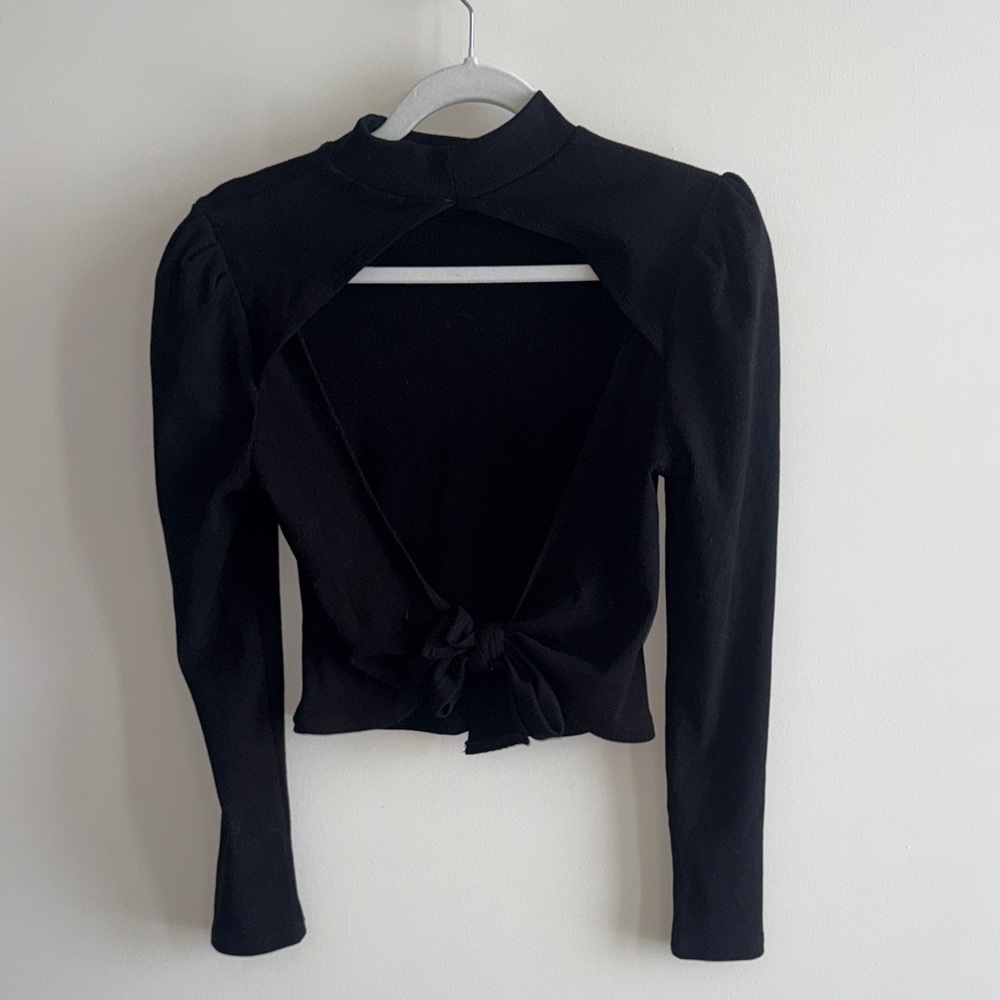 Elegant Black Women's Top, Open Back, Medium